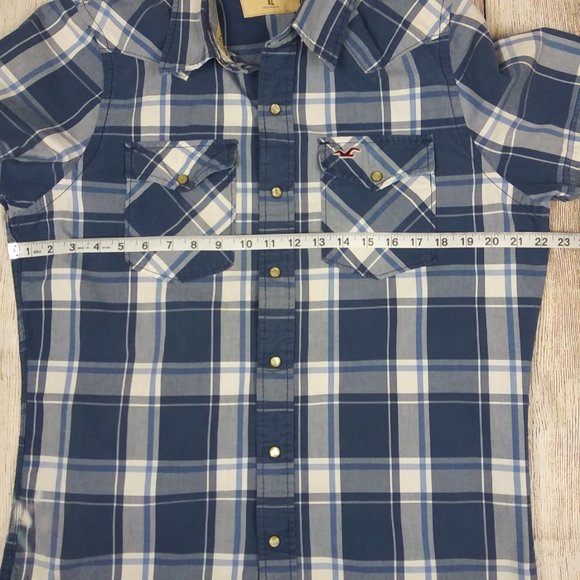 HOLLISTER CO Western Styling Men's Blue Plaid - Picture 3 of 9